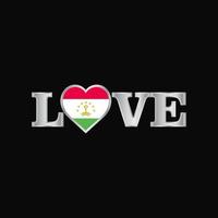 Love typography with Tajikistan flag design vector