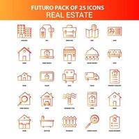 naranja futuro 25 conjunto de iconos inmobiliarios vector