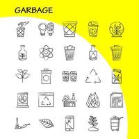 Garbage Hand Drawn Icon for Web Print and Mobile UXUI Kit Such as Atom Energy Power Green Bottle Arrow Energy Recycle Pictogram Pack Vector