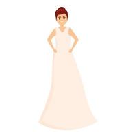 icono de vestido de novia de niña, estilo de dibujos animados vector