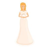 Romance wedding dress icon, cartoon style vector