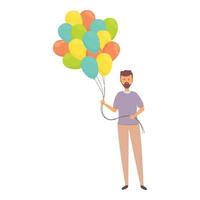 Hipster balloon seller icon cartoon vector. Salesman sell vector