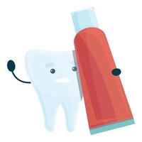 Icono de tubo de pasta de dientes para blanquear los dientes, estilo de dibujos animados vector