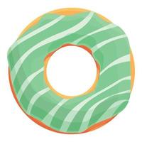 Green donut icon cartoon vector. Sugar cake vector