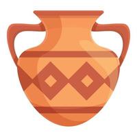 Amphora clay icon, cartoon style vector