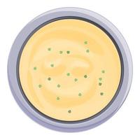 vector de dibujos animados de icono de sopa de crema de caldo. plato de verduras