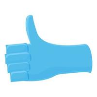 Thumb up medical gloves icon, cartoon style vector