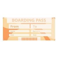 Flight boarding pass icon, cartoon style vector