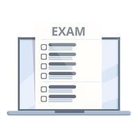 Online final exam icon cartoon vector. Internet education vector