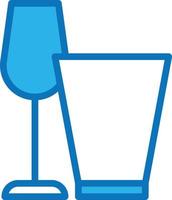 vasos vidrio vino beber cocina - icono azul vector