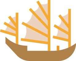 junk ship chinese china boat - flat icon vector