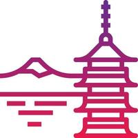 chureito pagoda japan fuji mountain landmark - gradient icon vector