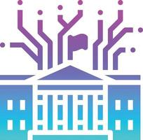 government building ai artificial intelligence - solid gradient icon vector
