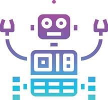 robot machine ai artificial intelligence - solid gradient icon vector
