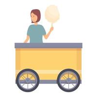 vector de dibujos animados de icono de carrito de comida callejera. tienda de crema