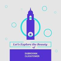 Lets Explore the beauty of Dubrovnik Clocktower Croatia National Landmarks vector