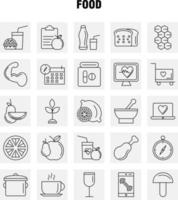 icono de línea de alimentos para impresión web y kit de uxui móvil, como comida de limón, fruta, salud, hamburguesa, bebida, comida rápida, paquete de pictogramas, vector