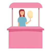 Holiday street stand icon cartoon vector. Cotton candy vector