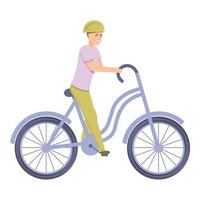 niño pequeño en vector de dibujos animados de icono de bicicleta. niño bonito
