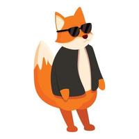 Fox security man icon, cartoon style vector