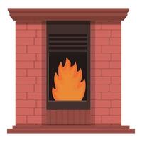 Brick furnace icon cartoon vector. Burning fire vector