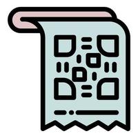 vector de contorno de icono de papel de código qr. pantalla del escáner