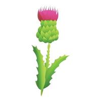 Thistle blossom icon, cartoon style vector