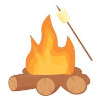 Bonfire marshmallow icon cartoon vector. Camp fire vector