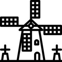 kinderdijk netherlands landmark windmill farm - outline icon vector