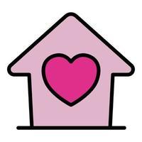 Home care icon outline vector. Heart charity vector