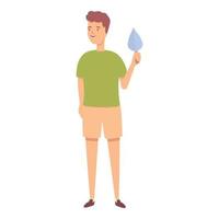 Boy take plant shovel icon cartoon vector. Garden kid vector