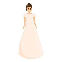 icono de vestido de novia de matrimonio, estilo de dibujos animados vector