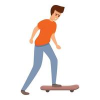 Boy skateboarding icon, cartoon style vector