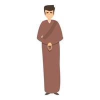 Hindu priest icon, cartoon style vector