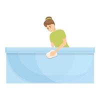 Bathtub cleaning icon cartoon vector. Housewife busy vector