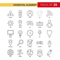 Essential Element Black Line Icon 25 Business Outline Icon Set vector