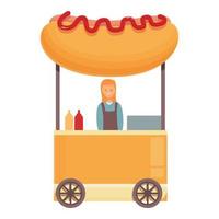 Big hot dog seller icon cartoon vector. Street food vector