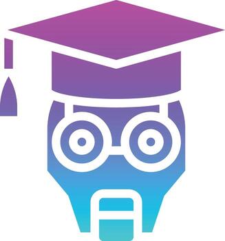 education robot ai artificial intelligence - solid gradient icon vector