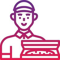 pizza delivery man avatar food - gradient icon vector