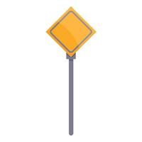 Highway construction priority sign icon, cartoon style vector