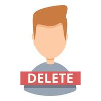 Delete user avatar icon, cartoon style vector