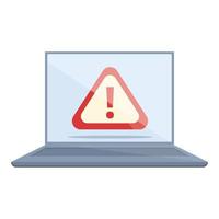 detectar el icono de la computadora portátil de malware, estilo de dibujos animados vector