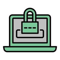 Lock laptop icon outline vector. Fraud dos vector