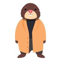 Mole take rain coat icon cartoon vector. Cute animal vector