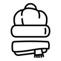 gorro de invierno y icono de bufanda, estilo de esquema vector