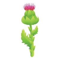 Thistle green plant icon, cartoon style vector