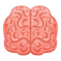 Human brain front icon, cartoon style vector