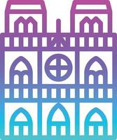 notre dame paris francia edificio emblemático - icono degradado vector