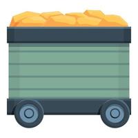 Gold wagon icon cartoon vector. Golden mine vector