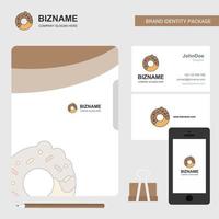 Doughnut Business Logo File Cover Visiting Card and Mobile App Design Vector Illustration